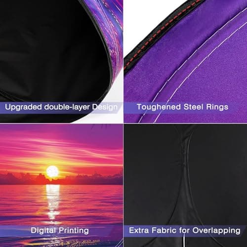 Windshield Sun Shade - Car Sun Shade Windshield Keeps Interior Cool, Foldable Sunshade for Car Windshield with Storage Bag for Cars, SUVs, 55'' x 32'' - Thumbnail 4