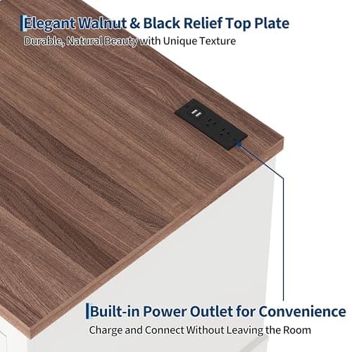Buffet Cabinet with Storage, Sideboard Buffet with Glass Doors, Built-in Power Outlet, Elegant Walnut Top Plate, for Kitchen, Coffee Bar, Pantry, Living Room - Thumbnail 4