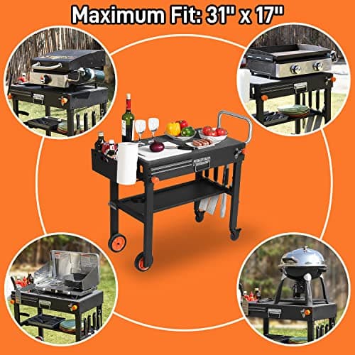 EUTRKei Grill Table for Blackstone Griddle, Portable Griddle Table with Caddy - Fit 17” or 22” Other Tabletop Grill, Foldable Ninja Grill Stand& Blackstone Griddle Stand for Outdoor Tailgating-Camping - Thumbnail 5