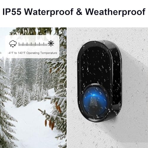Wireless Doorbell, PHYSEN Wireless Doorbell for Classroom 3 Push Buttons 2 receivers, Operating at 1300 ft Range, 58 Melodies 5 Volume Levels & LED Flash, Waterproof Doorbell Chime Kits for Home - Thumbnail 5