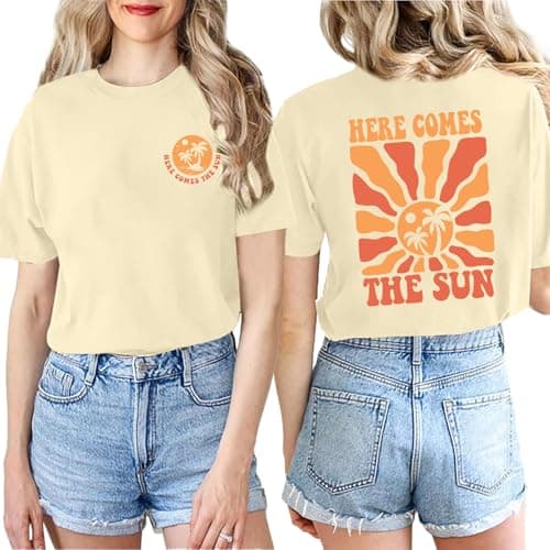 YHHR Womens Hawaiian Shirts Summer Casual Beach Sunshine Tropical T-Shirt Graphic Tees Short Sleeve Tops - Thumbnail 2