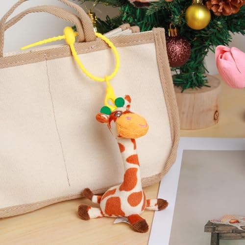 LLUKEME Cute Soft Giraffe Plush Keychain, 4.9 Inch Kawaii Stuffed Animal, Versatile Keychain Backpack Charm, Bag Decor Accessory, Adorable Gift for Kids Adults Birthday Easter Gift for Kids(Spots) - Thumbnail 2