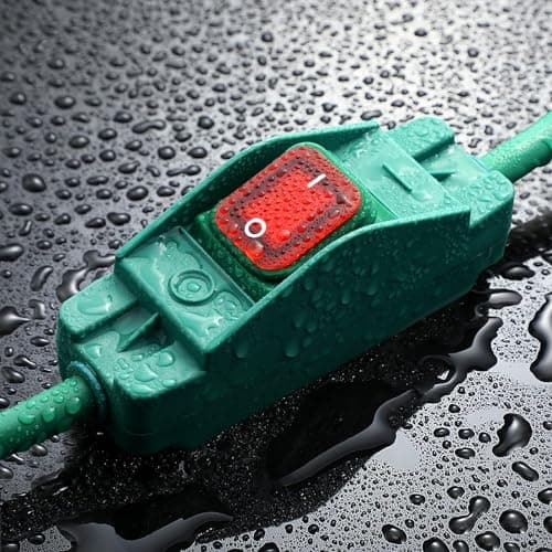 Makevivi Outdoor Waterproof On/Off Switch Extension Cord, Heavy Duty 125v/250v Black SJTW Cord (10 Ft, Green) - Thumbnail 3