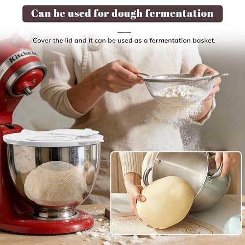 TFFUAM Flour Funnel for Kitchen Aid Mixer Flour Funnel for Stand Mixer 3-in-1 Accessory Set with Splash Guard Lid & Measuring Cup for 4.5-5 Qt Tilt-Head Mixers Food-Grade Silicone (3 in 1) - Thumbnail 6