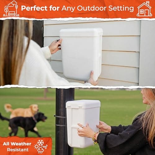 PEXTER Outdoor Dog Poop Trash Can Outside - Wall Mounted Dog Waste Bin & Garbage Can, 2-in-1 Converts 13L to 8L (3.5/2.1 Gal), Pet Waste Container for Dogs - Includes 15 Heavy Duty Bags (White) - Thumbnail 3