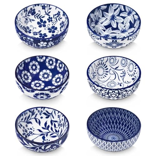 vancasso 2.7 Oz Ceramic Mini Dipping Bowls Set of 6, 3 Inch Small Dip Bowls for Sauce, Soy Sauce, Sushi, Condiments & Side Dishes, Chinoiserie Floral Style, Microwave & Dishwasher Safe, SELENE Series - Image 1