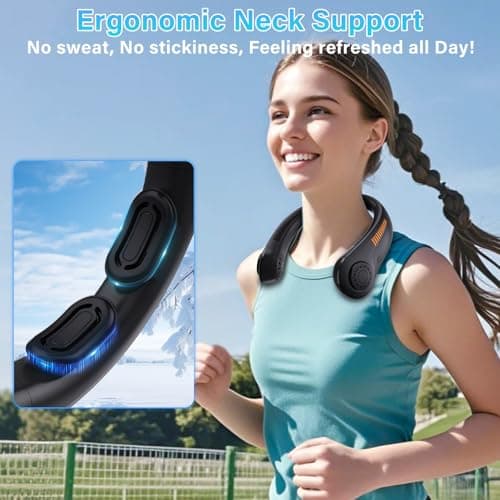 Portable Neck Fan Rechargeable, 5 Speeds, Lightweight, Long Lasting, Battery Operated All-Around Cooling Quiet Personal Fans for Travel Camping Cooling Essentials, Birthday Gifts for Women Men Mom Dad - Thumbnail 2