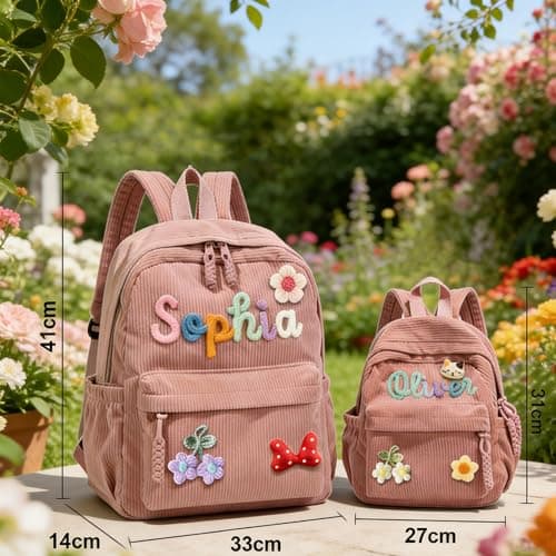 OCFTERY Custom Corduroy Backpacks – Family Matching Set with 3D Name Embroidery, Hand-woven Cotton Rope Handle, Perfect for Birthday Gifts - Thumbnail 6