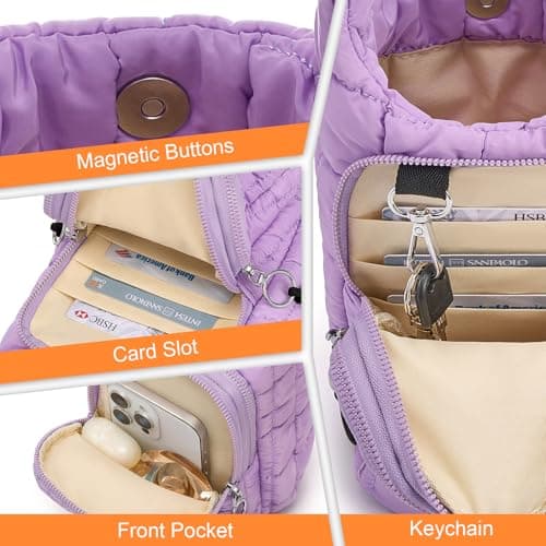 WOOMADA Water Bottle Holder RFID Crossbody Bag for Women, Ideal for Walking, Hiking, Cycling（lavender） - Thumbnail 5