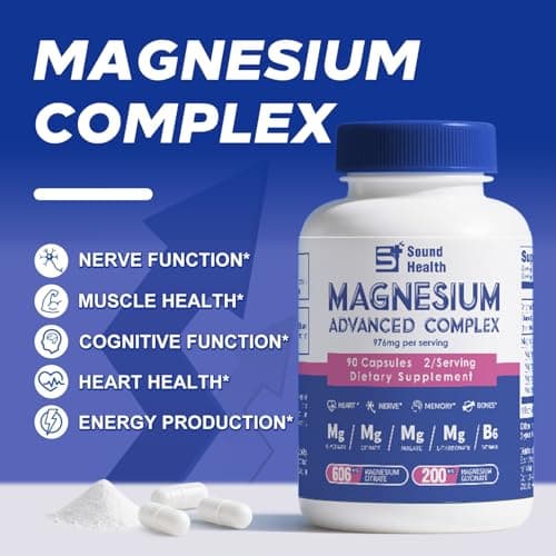 5 in 1 Magnesium Complex Capsule 976mg wtih Magnesium Glycinate, Citrate, Malate, L-Threonate & Vitamin B6, High Absorption Magnesium Complex for Women & Men, Third-Party Tested, Vegan, Non-GMO - Thumbnail 4