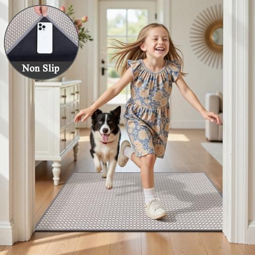 U'Artlines Door Mat 36"x59",Non Slip Rubber Backing Floor Mats, Absorbent Dirt Resistant Low-Profile Doormats, Front Door Mat Rug for Indoor Outdoor Entry, Patio, Porch Grey - Thumbnail 6