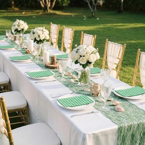 NatNarr 60 Pcs Green Gingham Napkins, 2 Ply Masters Golf Napkins Green and White Plaid Bathroom Napkins Guest Disposable Checkered for Masters Golf Party Decorations, Birthday, Picnic - Thumbnail 6