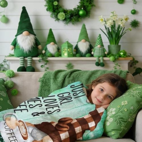 Ivarunner Coffee Gnome Blanket for Girls- Gnomes Gifts for Gnome Lovers, Daughter, Kids, Galentine's Day Soft Spring Gnome Theme Throw Blanket, 50x40 Inches - Thumbnail 4