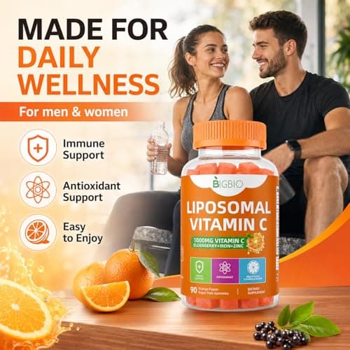 BIGBIO Liposomal Vitamin C Gummies 1000mg, Sugar-Free Chewable Vitamin C with Elderberry, Zinc & Iron, Daily Immune Support, Antioxidant & Energy Boost, Collagen Support, 90 Count - Thumbnail 3