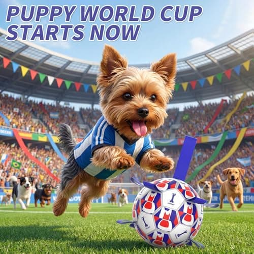 VOXGET Interactive Dog Ball Toys, 2026 Dog Soccer Ball with Thicken Straps for Small Medium Breeds Tug of War, Small Herding Balls with Pump for Puppy Dogs Outdoor Play Training (Blue, 6 Inch) - Thumbnail 2