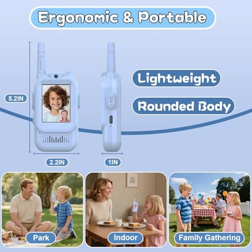 Walkie Talkies for Kids Pack of 2, Rechargeable Long Range Two Way Radios Toys for Boys Girls Age 3-5, Outdoor Adventure Camping Hiking, Birthday with Pink Blue Design - Thumbnail 5