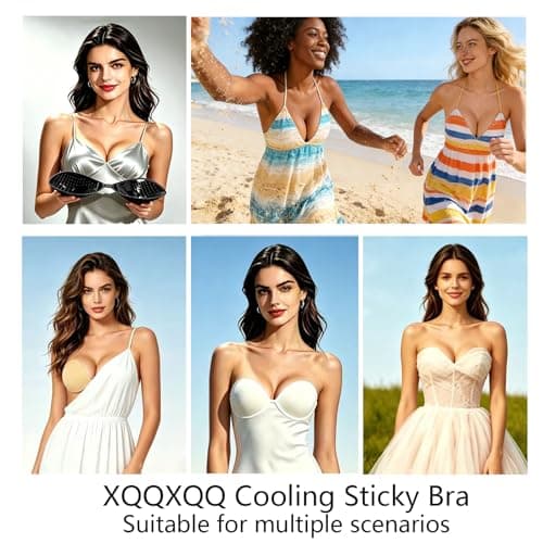 XQQXQQ Cooling Push Up Sticky Bra for Women - 2 Pairs, Strapless Backless Sticky Boobs, Reusable & Invisible Adhesive Bra (US, Cup Band, A) - Thumbnail 6