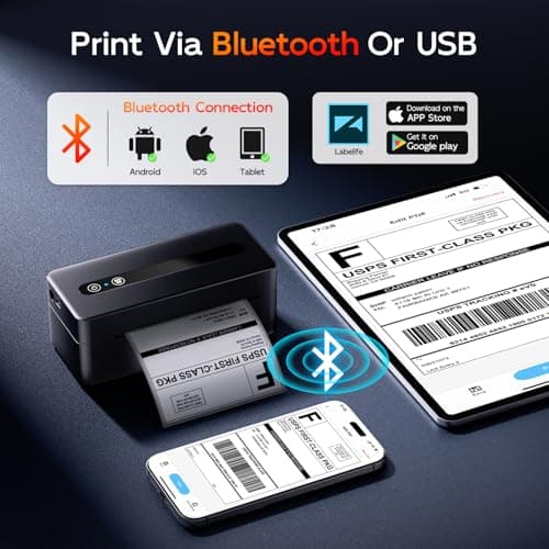 TATTMUSE Bluetooth Thermal Label Printer, 4X6 Shipping Label Printer for Small Business, Thermal Printer Sticker Printer Compatible with Phone, iOS, Android, Windows, Mac, Amazon, Shopify - Thumbnail 4