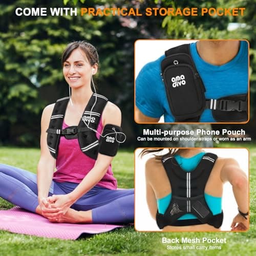 AMA DIVO 12LB Weight Vest for Women Men, Reflective Weighted Vest for Walking & Running Fitness Gear, Weighted Training for Calorie Burning, Adjustable Straps with Detachable Bag, Snug Fit - Thumbnail 5