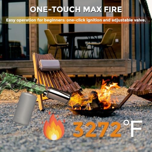 Yunvolx Propane Torch Gun, 3272°F/1800℃ Adjustable Flame Torch Lightweight Safe for Cooking, Camping, DIY Repairs & Outdoor Use, Safe Handheld Torch (Propane Tank Not Included) - Thumbnail 2