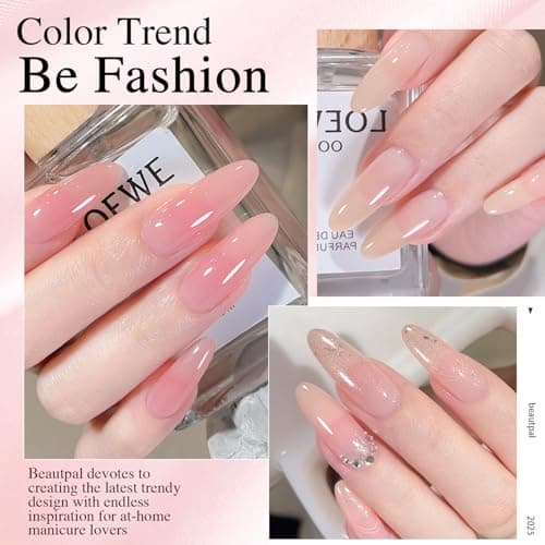 Larvall Beautpal Jelly Nude Pink Gel Nail Polish of 6 Colors Translucent Milky White Nude Sheer Gel Polish Kit for Salon Manicure and Nail Art DIY at Home 8ml - Thumbnail 4