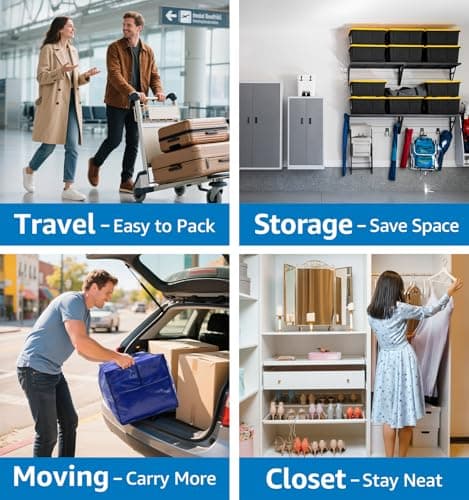 6 Pack Large Moving Bags Heavy Duty – Reusable Storage Bags with Zippers & Handles | Extra-Large Packing Bags for Moving Boxes, Clothes, Bedding, Holiday Décor & Home Storage - Thumbnail 6
