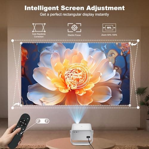 [ 800 ANSI Lumens ] 4k Projector 1080P Native, Electric Focus/Auto Keystone, Smart Proyector with Apps Built-in, WiFi and Bluetooth Projector for Home/Outdoor Movies/Bedroom (2026 Upgrade, L018-Grey) - Thumbnail 5