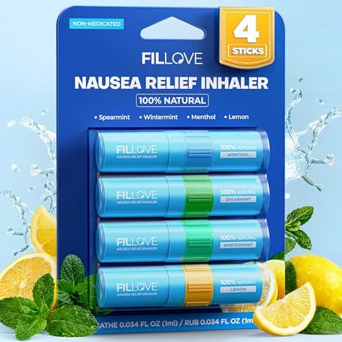 1s Fast Nausea Relief Nasal Stick With 2-in-1 Motion Sickness Ease, 100% Natural Essential Oils For Chemo & Pregnancy Nausea Relief, Non-Drowsy Travel Essentials & Cruise Essentials For Car, Airplane