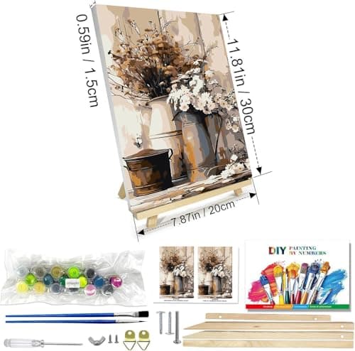 igoodom Framed Paint by Numbers Kit for Adults Beginner, Flowers Easy Paint by Number Kits on Canvas with Easel, DIY Adults' Paint-by-Number Kits for Gift Home Wall Decor 8x12inch - Thumbnail 5