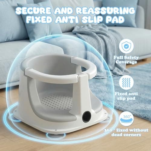 Baby Bath Seat for Babies Sitting Up, Bath Seats Sitting Up for Infant,Safe & Comfortable Toddler Bath Seat, Features an Open Design, Non-Slip Baby Bathtub with 3 Suction Cups(6-24Month) - Thumbnail 4