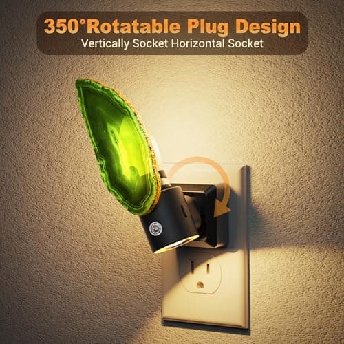 JandCase Night Lights Plug into Wall, Agate Night Light, Dimmable Night Light Aesthetic Crystal, Dusk to Dawn Sensor, Healing Stone Agate Decorative Nightlight for Home Living Room - Thumbnail 3