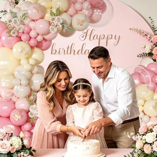 NUTTYBASH Pink and Yellow Balloon Arch Garland Kit 126Pcs Pastel Light Pink Sand White Balloons for Birthday Baby Shower Bridal Shower Wedding Bee Bear Party Decorations - Thumbnail 4
