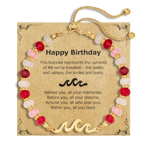 DIFTIDDY Stone Beaded Adjustable Bracelet, Happy Birthday Gift for Women - Image 1