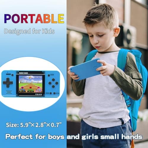 Handheld Game for Kids -Preloaded 220 Retro Video Games, Portable Gaming Player with Rechargeable Battery 3.0" LCD Screen, Mini Arcade Electronic Toy Gifts for Boys Girls (Blue) - Thumbnail 4