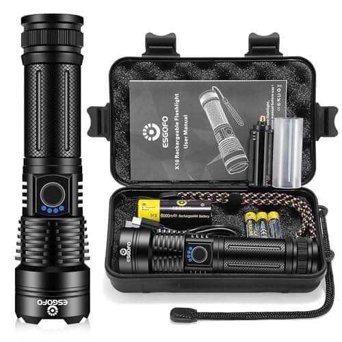 Esgofo Flashlights High Lumens 100000 Rechargeable, Super Bright Handheld LED Flash Light, Powerful Emergency Linternas, Waterproof, Long Lasting, for Hiking Camping Gift - Image 1