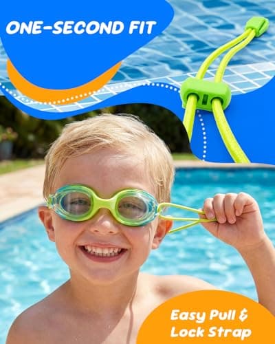 Aegend Swim Goggles for Kids Age 3-8 (Blue & Green) - Thumbnail 2