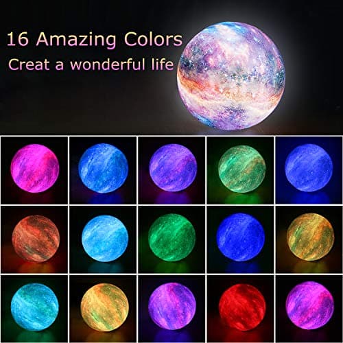 Moon Lamp, Night Light, 16 Colors Galaxy Lamp 3D Printing Moon Light with Stand/Remote Control/Touch/USB Rechargeable/Timer, Moon Night Light for Kids Friend, Home decor Mothers Day Gifts (4.8 inch) - Thumbnail 2