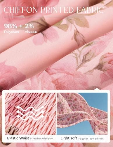 GRACE KARIN Women Summer Dress,Maxi Floral Dresses,V Neck Wedding Guest Flowy Dress 2026 Grayish-Pink with Pink Rose XL - Thumbnail 6