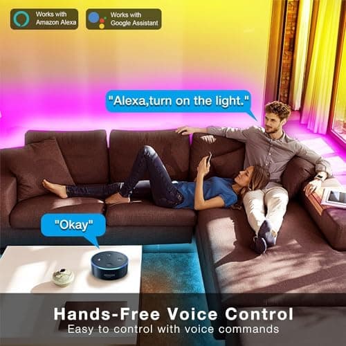 DAYBETTER RGB Led Light Strips Kit Compatible with Alexa and Google Assistant, Smart WiFi Led Strip Lights for Bedroom, Room, Decor, Kitchen, Home Party Decoration (100FT) - Thumbnail 2