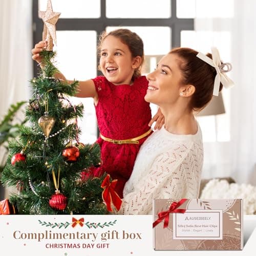 Auseibeely 6 PCS Silky Satin Bow Hair Clips, Non-Slip Clips for Thin and Thick Hair, Bows for Women, Girls, Weddings, and Bridesmaids - Thumbnail 5