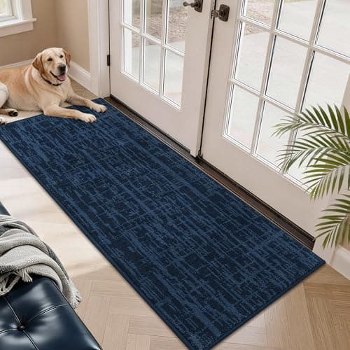 COSY HOMEER Door Mat 24" x 60" Non-Slip Washable Entryway Rug,Dirt Trapper Door Mat Indoor Entrance,Stain Resistant Absorbent Welcome Mats for Front Back Doormats and Wet Shoes,Navy Blue