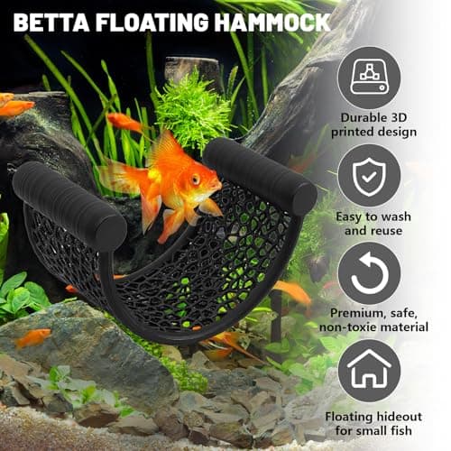 Ptazucv Aquarium Floating Betta Fish Skins, Suitable for Fighting Fish, Shrimp, and Small Fish Multi-Functional Hammock, Aquarium Hiding Feeding Decorative Accessories（ Black） - Thumbnail 3