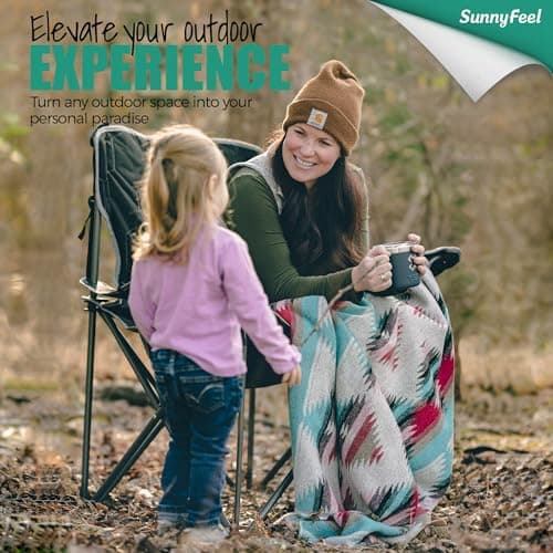 SUNNYFEEL Camping Chairs for Adults, Oversized Camping Chair Heavy Duty 500LBS, Portable Lawn Chair with Cup Holder, Side Pocket&Bag for Outdoor Camping/Beach/Picnic/Fishing, Grey - Thumbnail 3