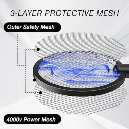 Gooqand Bug Zapper Racket, 2 Mode Fly Swatter USB Rechargeable, 4000V Electric Fly Zapper with 3 Layer Safety Mesh，Electric Racket for Kitchen, Home, Garden and Outdoors - Thumbnail 3