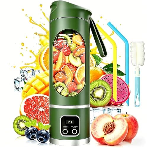 Portable Blender Electric USB-C,18OZ Portable juicer Shakes and Smoothies Blender, Citrus juicer,Small blenders, Comes with cleaning brush and straw,Smart time display,12 blades,with strong blending - Image 1