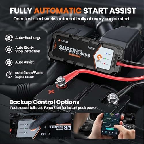 ANCEL BS200 Super Starter - Permanent Connected Auto Starting System with Super Capacitor, Ultra-Safe Car Battery Jump Starter & Battery Monitor, -40℉~176℉ Remote Jump Booster for 3.0L Vehicles - Thumbnail 4