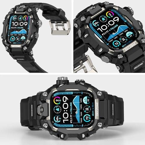 Deczone Band with Rugged Case Compatible with Apple Watch Bands 46mm (Series 11 10), Sport iwatch Bands Protective Bumper Cover for Men (46mm Titanium) - Thumbnail 4