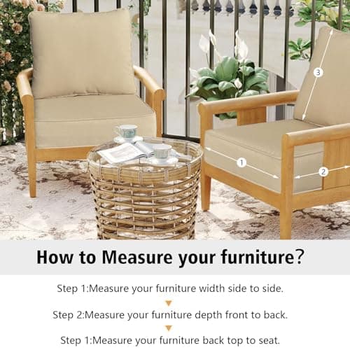 Garden lucky Outdoor 22"x24" Deep Seat Patio Cushion Set of 2, Outdoor Chair Cushions with Water-Resistant UV Resistant Weather Resistant Sectional Sofa Pad and Removable Covers,Beige - Thumbnail 6