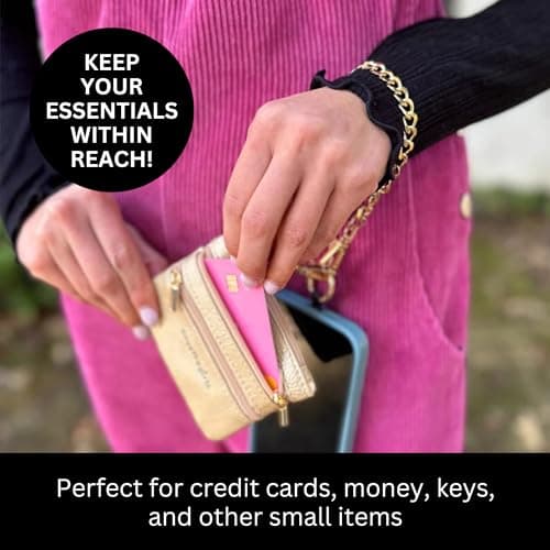 Save the Girls Clip and Go Phone Metal Chain with Pouch (Gun Metal - Black Pouch) – Stylish Phone Lanyard Crossbody with Wallet for Women, Hands-Free Carrying and Adjustable Crossbody Chain Strap - Thumbnail 6