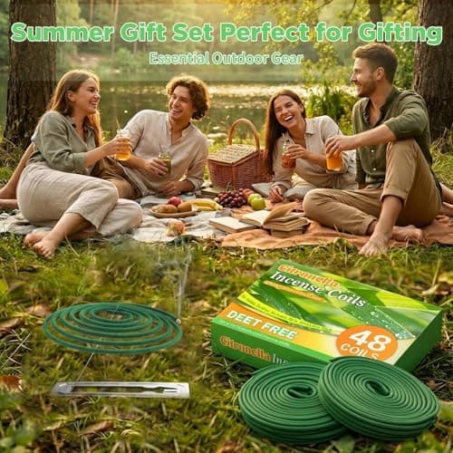 FIRIK Citronella Coils, 48 Pack Citronella Incense Coil with 2 Holders, Natural Lemongrass Fagrance, for Indoor and Summer Outdoor Patio Camping Trip Garden Gathering - Thumbnail 6